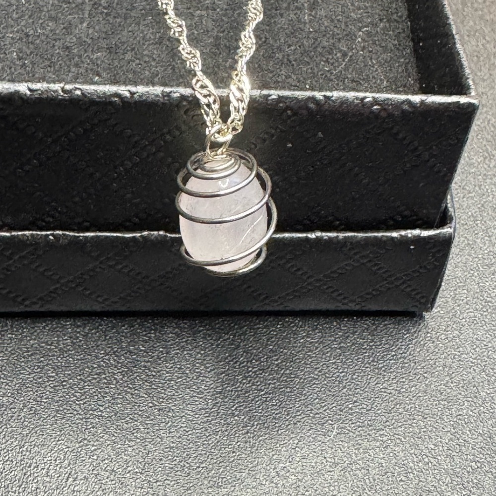 Pink Quartz Necklace. Sterling Silver. 20”